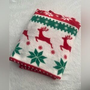 Festive Red and Green Reindeer Blanket